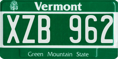 VT license plate XZB962