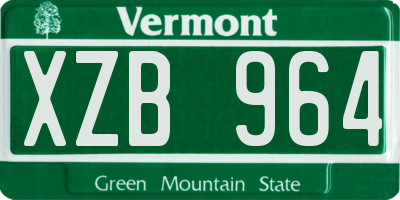 VT license plate XZB964