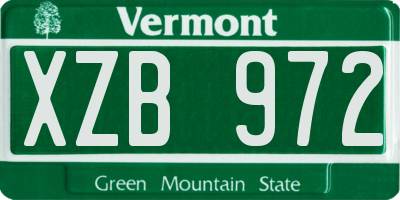 VT license plate XZB972