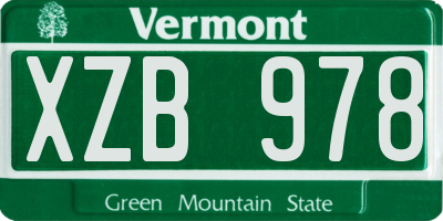 VT license plate XZB978