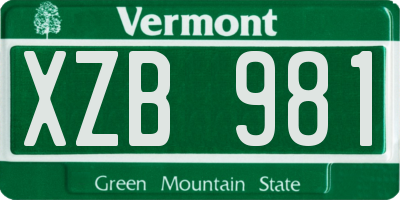 VT license plate XZB981