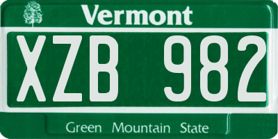 VT license plate XZB982