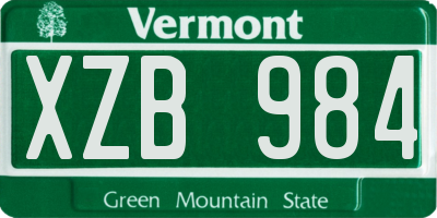 VT license plate XZB984