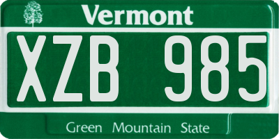 VT license plate XZB985