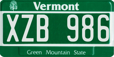 VT license plate XZB986