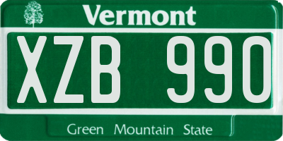 VT license plate XZB990