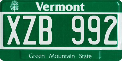 VT license plate XZB992