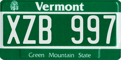 VT license plate XZB997
