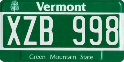 VT license plate XZB998