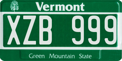 VT license plate XZB999