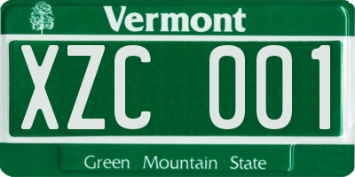 VT license plate XZC001