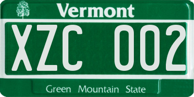 VT license plate XZC002