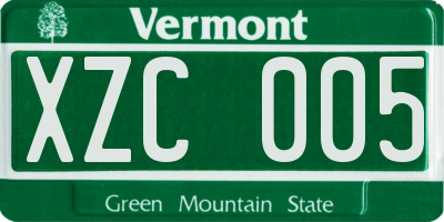 VT license plate XZC005