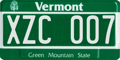 VT license plate XZC007