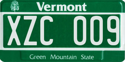 VT license plate XZC009