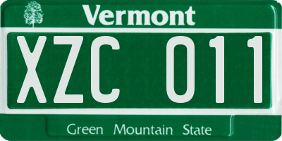 VT license plate XZC011