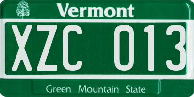 VT license plate XZC013