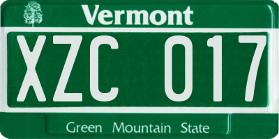 VT license plate XZC017