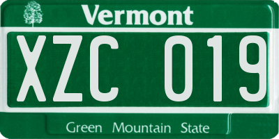 VT license plate XZC019