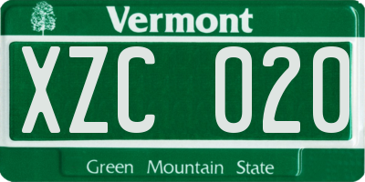 VT license plate XZC020