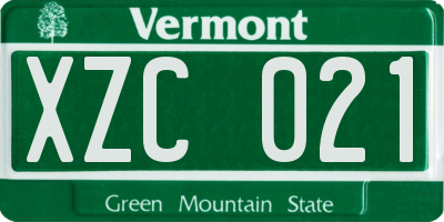 VT license plate XZC021