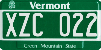 VT license plate XZC022