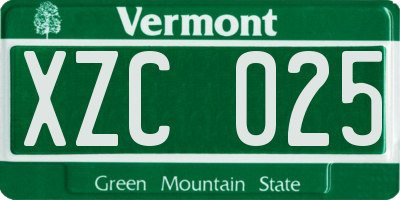 VT license plate XZC025