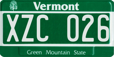 VT license plate XZC026