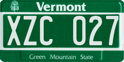 VT license plate XZC027