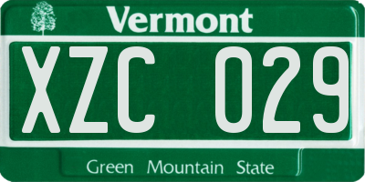 VT license plate XZC029