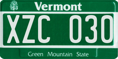 VT license plate XZC030