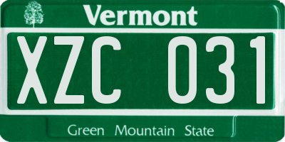 VT license plate XZC031