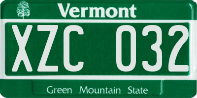 VT license plate XZC032