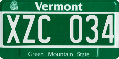 VT license plate XZC034