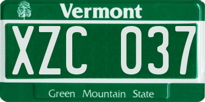 VT license plate XZC037