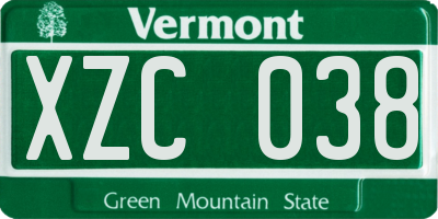 VT license plate XZC038
