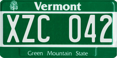 VT license plate XZC042