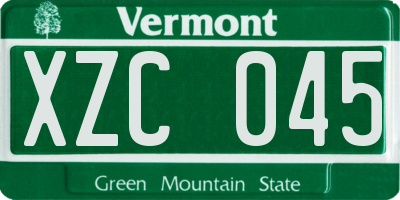 VT license plate XZC045