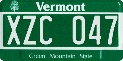 VT license plate XZC047