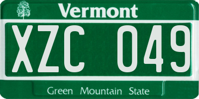 VT license plate XZC049