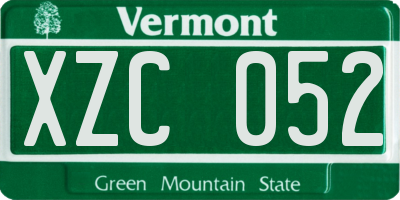 VT license plate XZC052