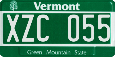 VT license plate XZC055