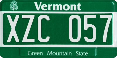 VT license plate XZC057