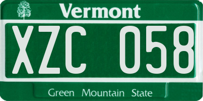 VT license plate XZC058