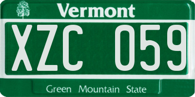VT license plate XZC059