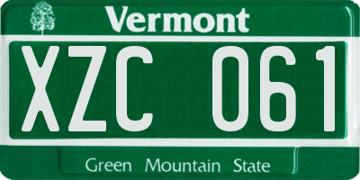 VT license plate XZC061