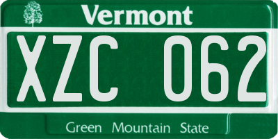 VT license plate XZC062