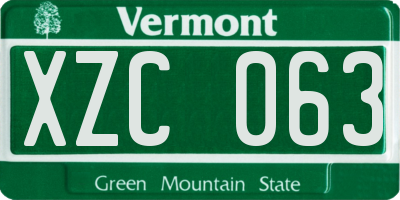 VT license plate XZC063