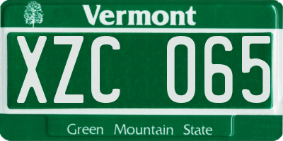 VT license plate XZC065
