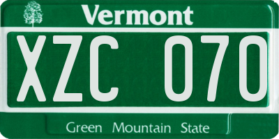 VT license plate XZC070